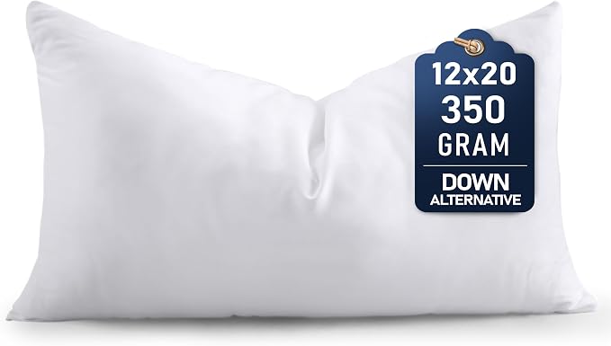 Utopia Bedding Throw Pillows, 12x20 Pillow Inserts, Pack of 1, White | Down Alternative Throw Pillow Inserts, Couch Pillows for Indoor Decor, Plush & Supportive, Decorative Cushion for Sofa, White