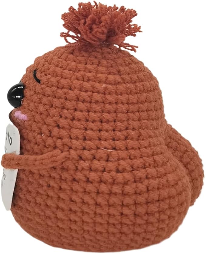 Positive Funny Potato Head with Card Mini Crochet Knitting for Handmade Emotional Support Pickled Gift Party Decoration Encouragement