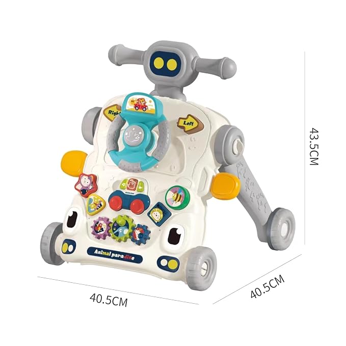 Baby Walker 3 in 1 Sit to Stand Push Walker With Activity Table and Center for Newborn Toddler (Grey)