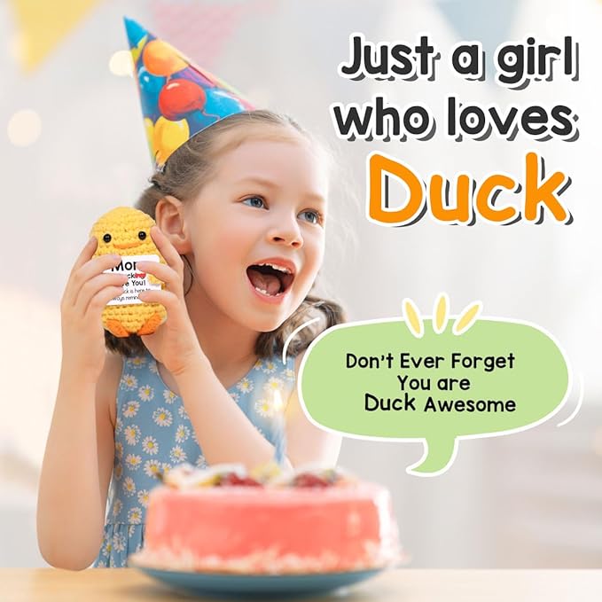 AICase Mother’s Day Gifts for Mom from Daughter Son Funny Positive Duck Gifts Emotional Support Nuggets Inspirational Crochet Animals Handmade Cheer Duck Decor Birthday Gifts for Mom Mother