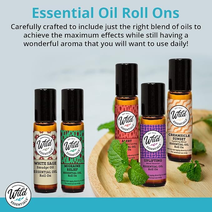 Wild Essentials Sweet Dreams Essential Oil Roll On, 10ml for Sleep, Restless Legs, Made with 100% Pure, Premium Grade Essential Oils and Organic Jojoba Oil, Ready to Use, Moisturizer, All Natural