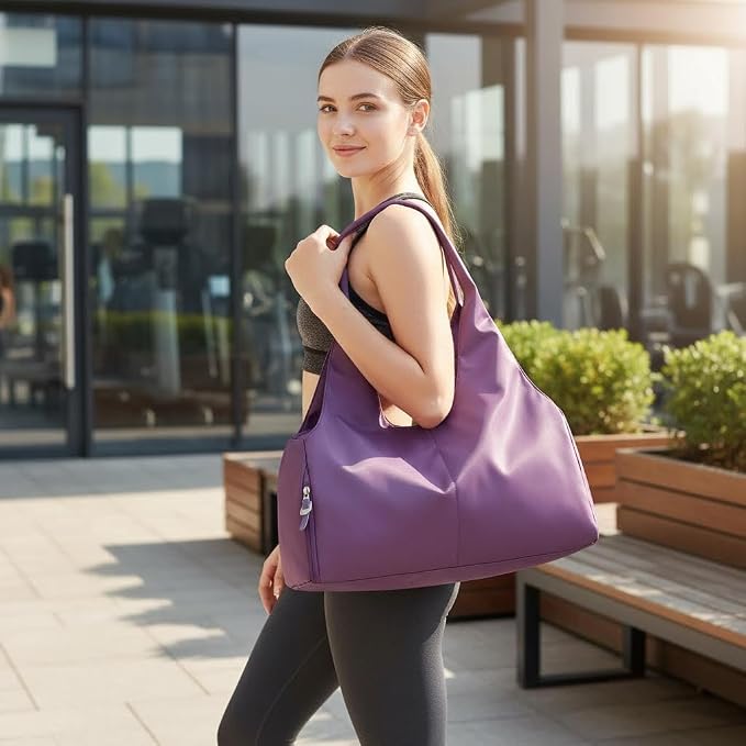 forestfish Yoga Gym Bag for Women with Shoes Compartment & Wet Dry Storage Pockets Lightweight Duffel Bag, Purple