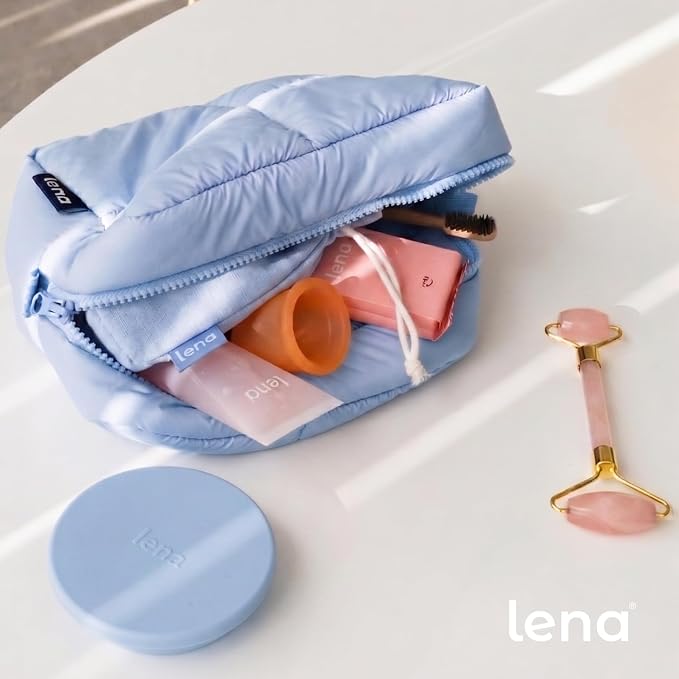 Lena Menstrual Cup Storage Bag - 100% Cotton Drawstring Pouch for Menstrual Cups, Period Cup Carrying Case, Breathable Cup Holder Bag for Travel and Storage, Disc Container, Light Blue