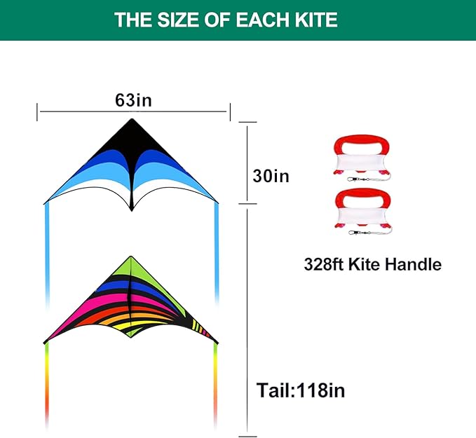 Mint's Colorful Life Delta Kite for Kids & Adults, Extremely Easy to Fly Kite for Beach Trip, Best Kites for Beginners, 300ft String Handle Included