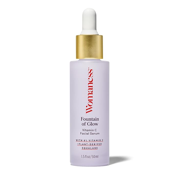 Womaness Fountain of Glow - Vitamin C Face Serum, Brightening Glow Serum with 8% Vitamin C & Plant-Derived Squalane Oil, Antioxidant Serum for Even Skin Tone, Menopause & Perimenopause Care - 30ml