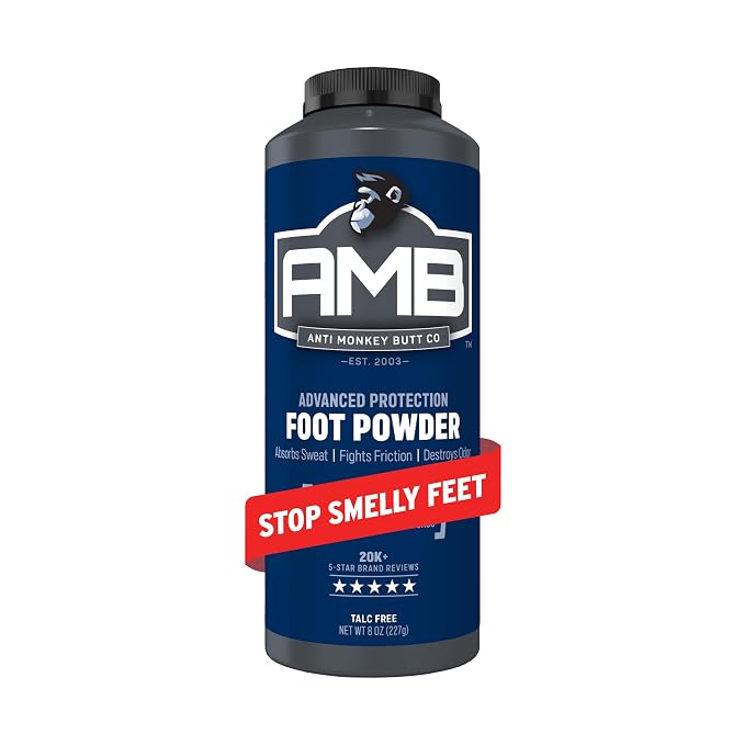 Anti Monkey Butt Medicated Foot Powder with Calamine - Antifungal Odor Eliminator & Itch Relief - Sweat Absorption, Blister Protection, & Long-Lasting Comfort for Men & Women Active Lifestyles - 8 oz