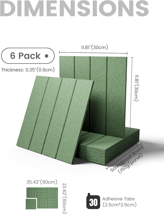 Fluxynara 36" x 24" Large Felt Bulletin Board, Moss Green | 6 Pack Cork Board Alternative with 30 Safe Adhesive Tabs, Felt Pin Boards for Wall Decor, Home, Office, Classroom, Dorm