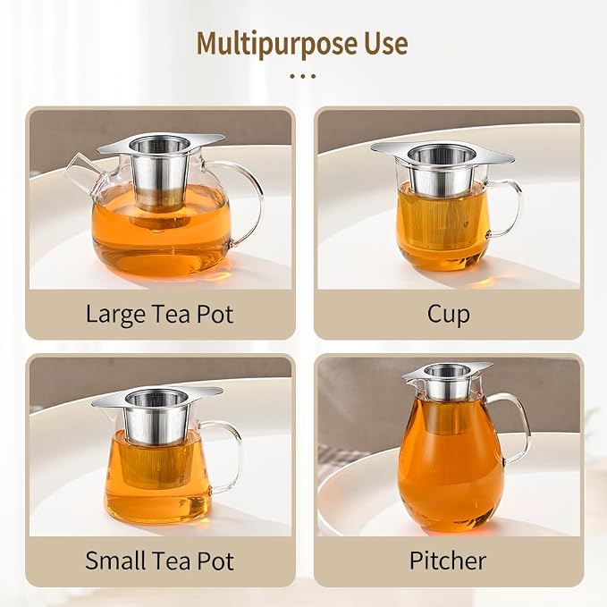 2Pack Tea Infuser for Loose Leaf Tea, 18/8 Stainless Steel Loose Leaf Tea Steeper with Drip Tray, Extra Fine Mesh Tea Strainer Diffuser tea accessories