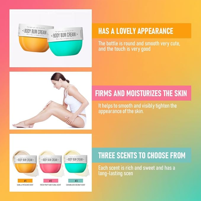 Bum Cream, Moisturizing Body Cream, Body Skin Repair, Bum Cream for All Skin. (Caramelized coconut)