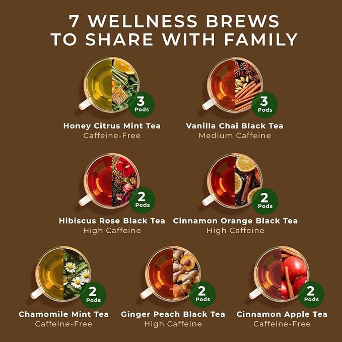 Gya Tea Co Get Well Soon Tea Pod Collection Gift Set (16 Count) - Different Flavors Assorted Variety Pack