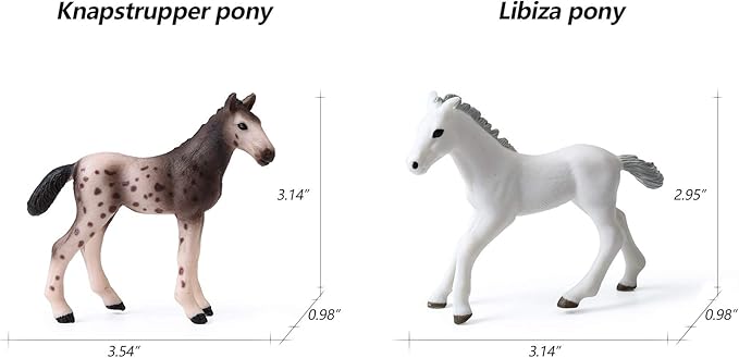 UANDME 8PCS Realistic Foal and Horse Figurines, Plastic Pony Toys for Girls and Boys, Horse Club Cake Topper and Party Decoration