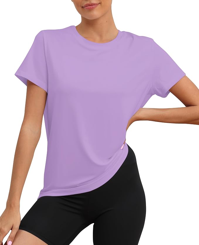 KevaMolly Workout Tops for Women UPF50+ Breathable Loose Fit Yoga T Shirts Short Sleeve Running Gym Athletic Tee Top