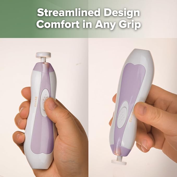 haakaa Baby Nail Trimmer Electric Baby Nail File Kit with LED Light, Baby Nail Clippers for Newborn/Infants/Adults Toenails and Fingernails, 6 Replacement Heads & Storage Case, Purple