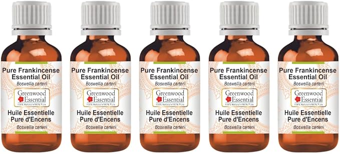 Greenwood Essential Pure Frankincense Essential Oil (Boswellia carterii) Steam Distilled (Pack of Five) 100ml X 5(16.9 oz)