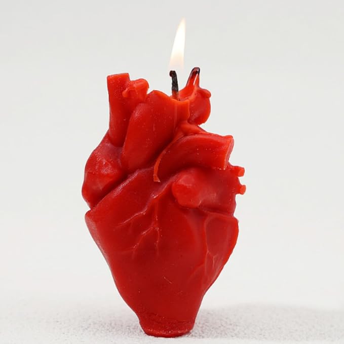 Anatomical Heart Shaped Candle Gift Pine Fragrance Natural Soy Wax Handmade Aromatherapy Candle Candles for Home Scented for Meditation Stress Relief Mood 3.5x2.3 in
