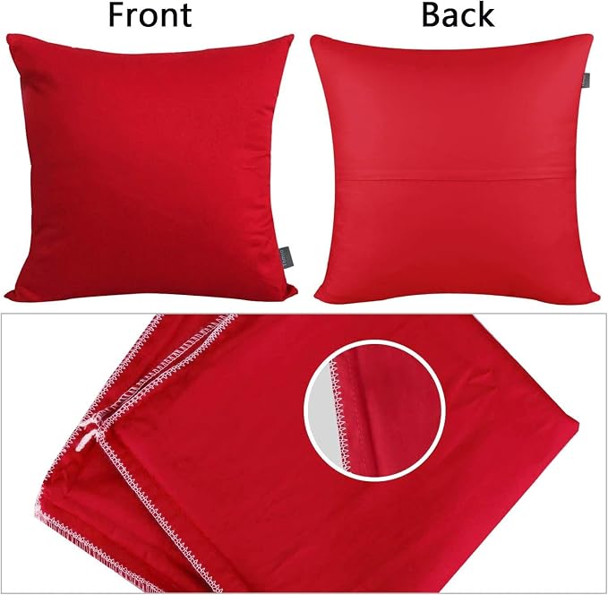 Thmyo 4-Pack 100% Cotton Comfortable Solid Decorative Throw Pillow Case Square Cushion Cover Pillowcase Sublimation Blank Pillow Covers DIY Throw Pillowcase for Couch Sofa Bed(20x20inch/50x50cm,Red)