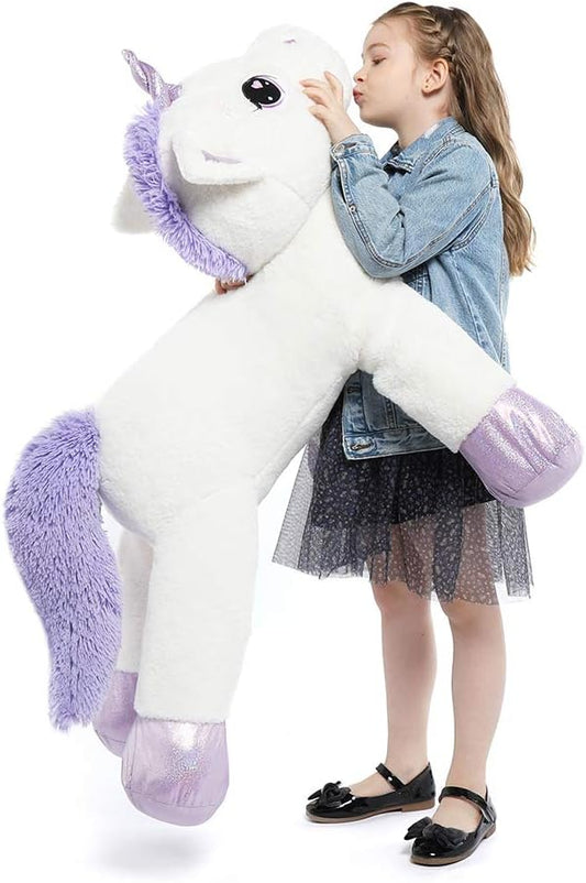 Tezituor 43'' Big Unicorn Plush Toys,Giant Unicorn Stuffed Animals Cute Soft Plushie,Birthday Decorations for Girls,White Unicorns Gifts for Children Adult Girlfriend