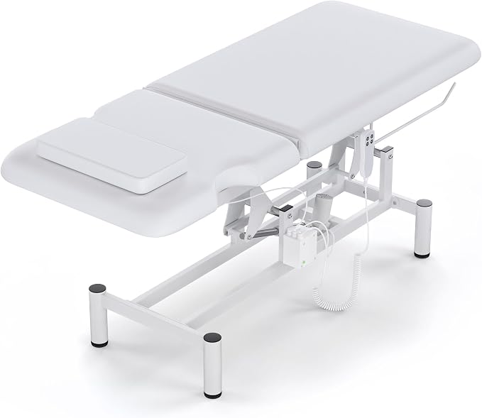 Olela 2 Motor Electric Massage Table, Professional Massage Table with Electric Adjustable Height & Backrest, Wide Treatment Tables with Metal Frame, PU Leather for Massage, Spa, Tattoo