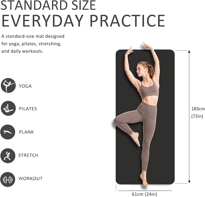 Thick and Wide Yoga Mat 72''x24''/35''(8mm/10mm) for Women and Men, Durable & Cushioned Yoga Mat with Carrying Strap for Pilates, Stretching and Home Workout