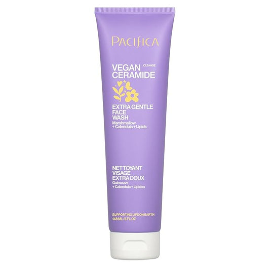 Pacifica Face Wash for Sensitive Skin Facial Cleanser Vegan Ceramide Barrier Repair Extra Gentle for Daily Fragrance Free for Sensitive Skin, Clean Beauty, Vegan & Cruelty-Free Dermatologist Tested