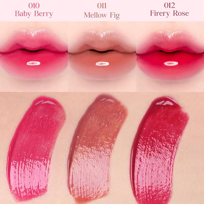 CLIO CRYSTAL GLAM TINT (012 FIERY ROSE), Glossy Finish, Lightweight, Buildable, Glass-Like