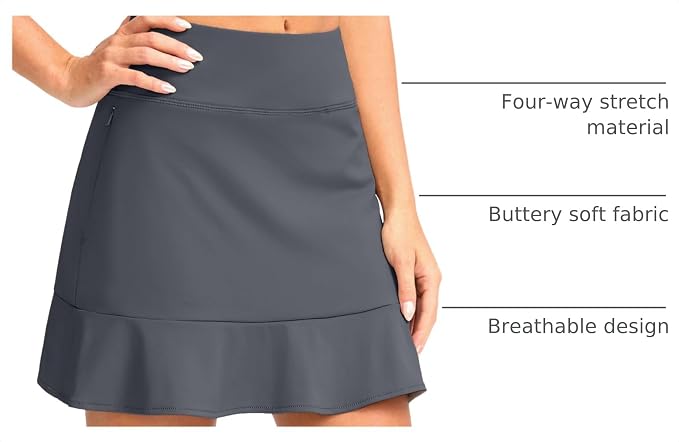 16" Golf Skorts for Women with 5 Pockets | Athletic, Tennis Skirt, High Waisted, Pickleball, Travel, Casual, Lightweight, Ruffle Summer Skirt, with Shorts