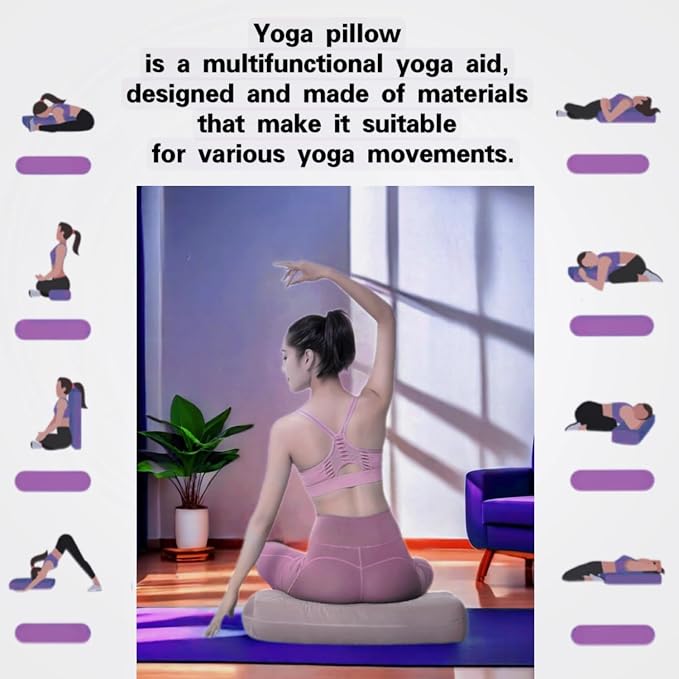 NGT new guide steps Yoga Bolster Pillow for Meditation and Support - Rectangular Yoga Cushion Foam Wedges Washable Suede Pillowcase for Men and Women with Carry Handles.…
