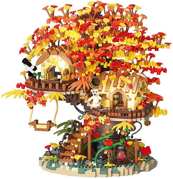 Treehouse Building Blocks Set with LED Lights-2725PCS Micro Bricks,Akino Forest Style Building Toy Kit,Miniature Tree House Model Decor,Ideal Birthday, for Age8+ Kids Adults