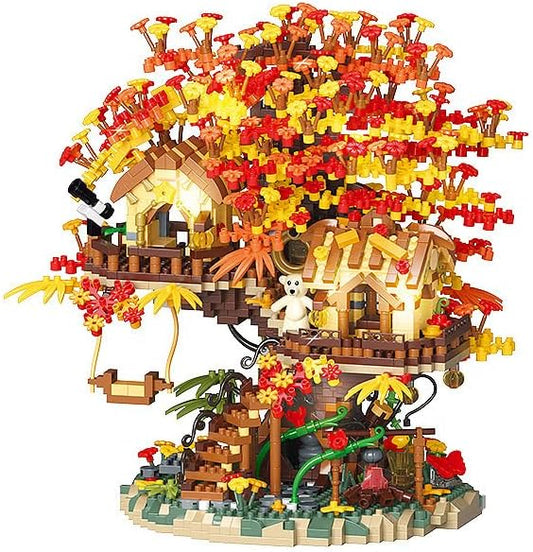 Treehouse Building Blocks Set with LED Lights-2725PCS Micro Bricks,Akino Forest Style Building Toy Kit,Miniature Tree House Model Decor,Ideal Birthday, for Age8+ Kids Adults