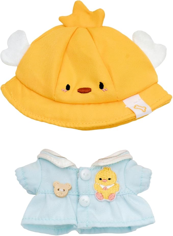 CALEMBOU Doll Clothes, Cute Macaron Animal Series Doll Clothing Suit for 15cm Kimmon Mimon, Kawaii Doll Accessories Toys Gifts for Girls(Only Clothes) (Excited Duck)