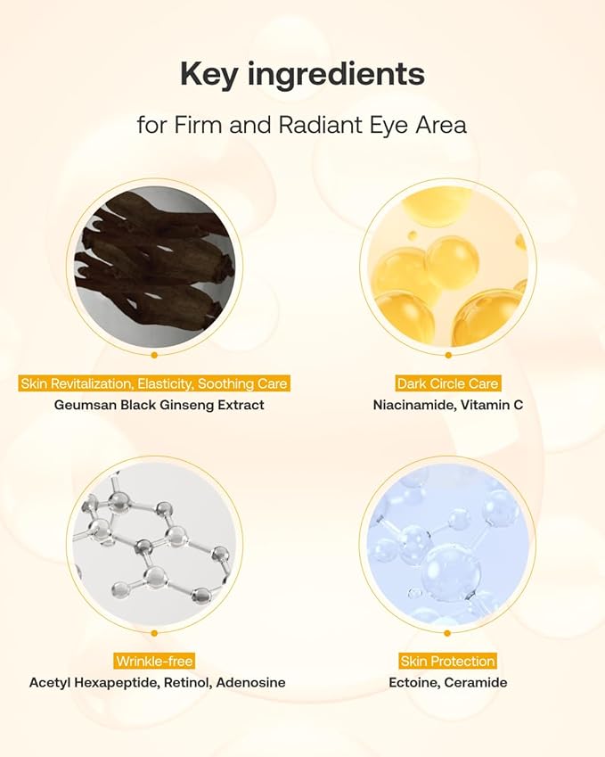 Geumsan Black Ginseng Peptide Under Eye Patches for Dark Circles & Wrinkles 2 Patches, Hydrocolloid Eye Mask for Firming & Hydration, Korean Skincare, Deep Absorption Technology
