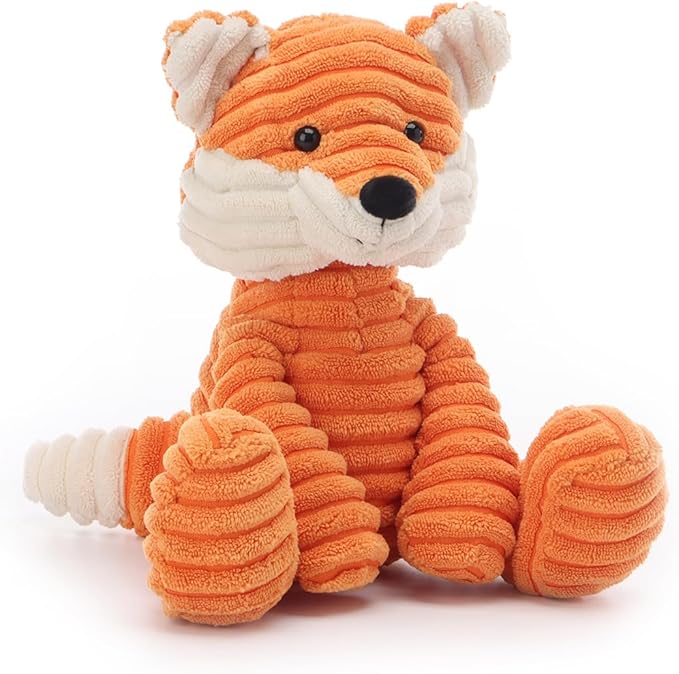 Apricot Lamb Toys Plush Corduroy Fox Stuffed Animal Soft Cuddly Perfect for Child (Corduroy Fox,8.5 Inches)
