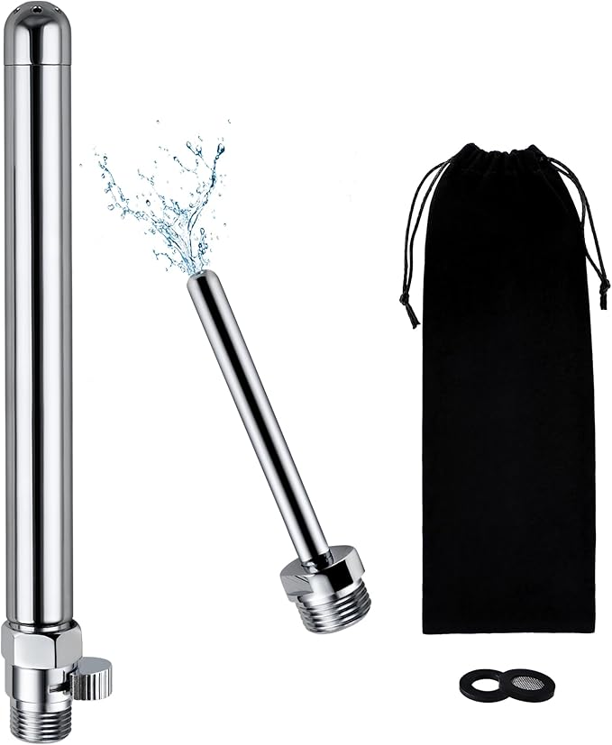 Shower Enema Kit, Shower Douche Nozzle Cleansing System with Water Control Valve for Men and Women Portable Cleaning (Polished Chrome)