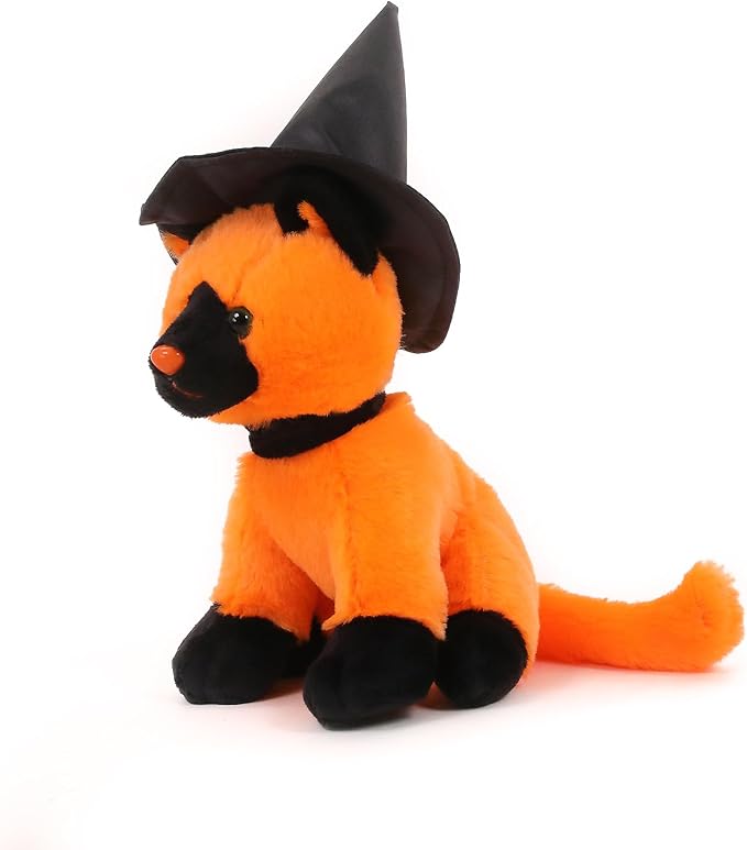 Aliens Spooky Halloween Witch Cat Stuffed Animal - Adorable & Cuddly Plush Toy - Perfect Halloween Decor & Gift - Limited Edition Collectible 7 inch Orange Witch