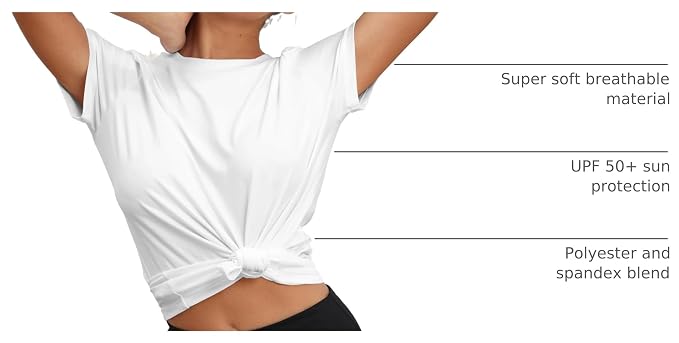 KevaMolly Workout Tops for Women UPF50+ Breathable Loose Fit Yoga T Shirts Short Sleeve Running Gym Athletic Tee Top