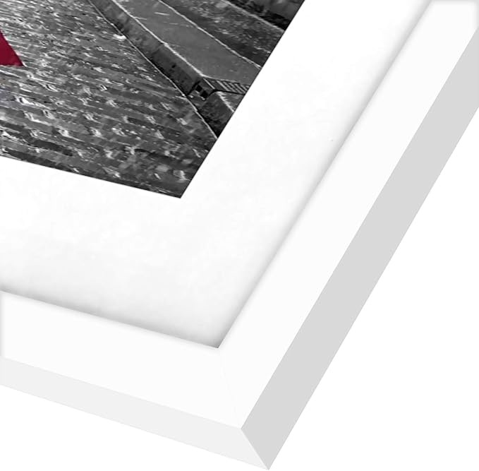 Americanflat 9x12 Picture Frame - Matted to 6x8 - Engineered Wood - White | Shatter-resistant glass, wall or tabletop display with included easel, sawtooth hangers included, use with or without mat