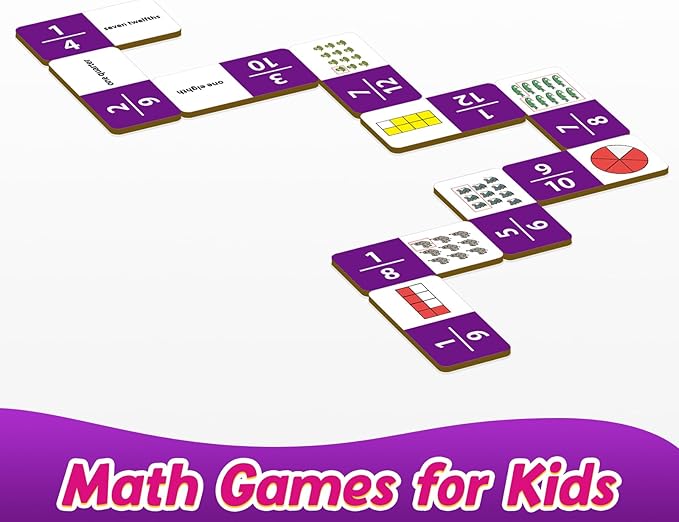 Fraction Dominoes Set,Math Games for Kids,Math Manipulatives,Counting Toys,Learning Games,Preschool Learning Activities,Homeschool Supplies,Kindergarten Classroom Must Haves,1st 2nd 3rd Grade