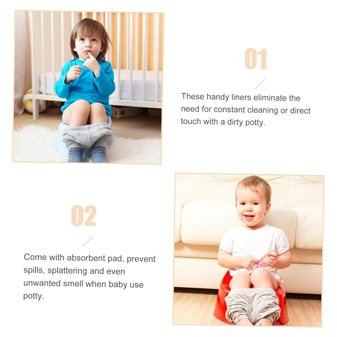 Elastic Potty Liners 100 Pack Disposable Baby Toilet Trash Bags for Travel Portable Plastic Potty Chair Liners Bathroom Training