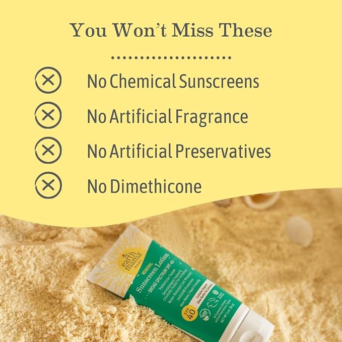 Earth Mama Baby Mineral Sunscreen Lotion SPF 40-3 oz - Non-Nano Zinc - Broad Spectrum for Babies, Kids & Family - Water Resistant Sun Protection