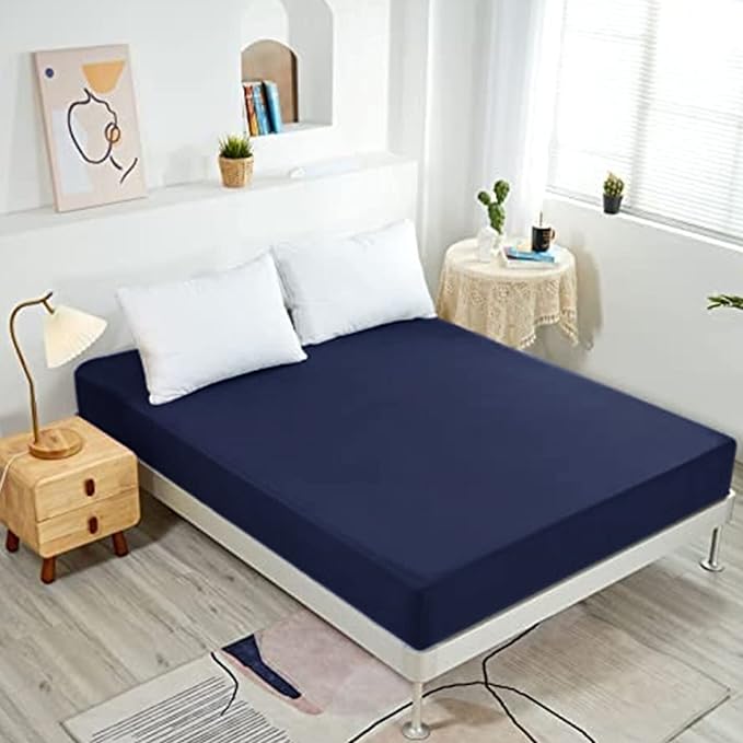 NHNHN 2 Pack Fitted Sheet-Deep Pockets-Soft Microfiber-Easy Care-Shrinkage and Fade Resistant-Fitted Sheets Full Size for Girl Woman Teens Kids-2 Sets of Fitted Sheet (Full, Navy)