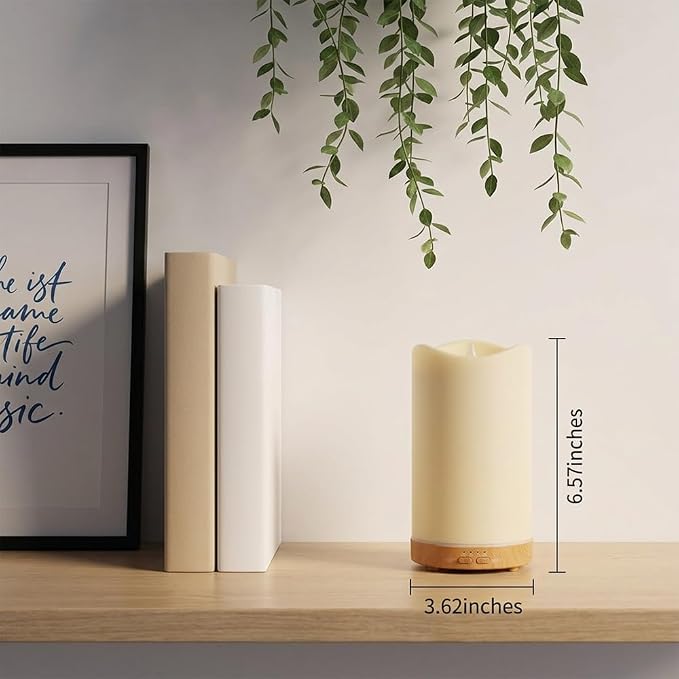 130ML Flameless Candle Essential Oil Diffuser with 3 Aroma Oils | for Small Space with 7 LED Color Night Light,Mini Humidifier for Bedroom Room Decor,Gifts for Women