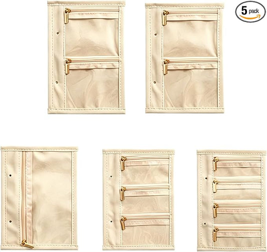 5 Zipper Velvet Pouch Travel Jewelry Organizer Case Jewelry Binder Travel Jewelry Organizer Case Organizer Box Portable Checkered Earrings Storage Bag with for Earrings,Necklaces Rings