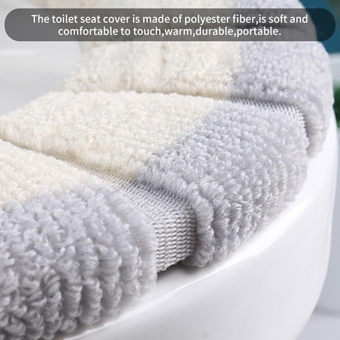 Toilet Seat Cover Bathroom Warmer Cloth Cushion Soft Pads for Bathroom Supplies 4Pcs