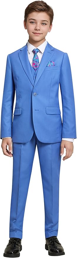 Happy Dolphin Boys Suit Set Modern Fit Kids Suits Adjustable Waist Boys Wedding Outfit for Boy Communion Suits for Boys