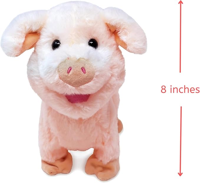 Cuddle Barn - Barnyard Buddies Pig | Animated Piggy Stuffed Farm Animal Plush Toy | Walks and Plays Song Farmer in The Dell, 8 Inches