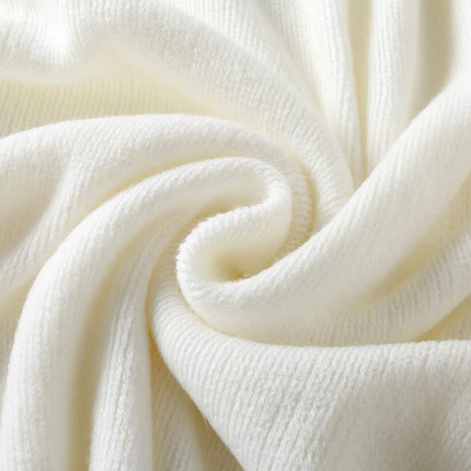 Homiest Ivory Knitted Throw Blanket with Fringe, 50x60 Inch | Pure Acrylic, Lightweight & Breathable, All-Season Use, Machine Washable, Wrinkle & Fade Resistant, for Couch Sofa And Bed