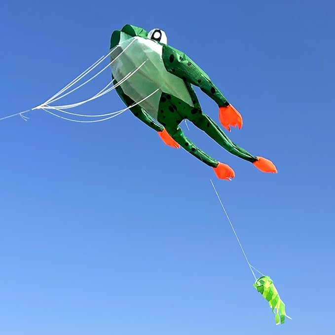 HENGDA KITE 3D Frog Kite for Kids and Adults,Easy to Fly,Excellent Fabric and Structure Design,Huge Frameless Soft Parafoil Giant Kites