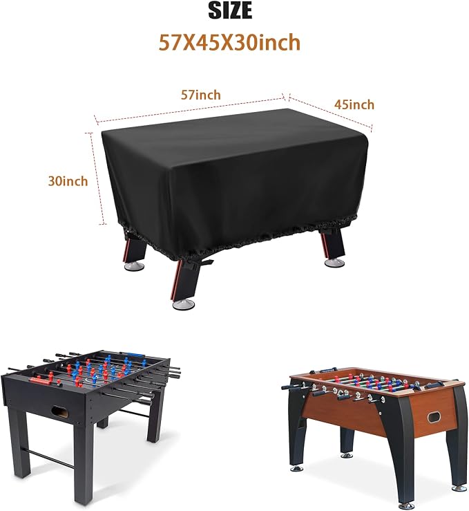 Foosball Table Cover - Waterproof football table Soccer Table Cover Outdoor Indoor Foosballs Table Covers - 57"L×45"W×30"H, Black