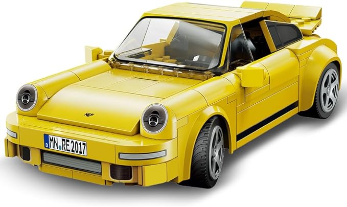 CaDA C51079w 911 RUF Style Racing Building Block Model, 222 Pieces of Precision Assembled 1:20 Yellow Bird Racing Car, Programmable Adult Collection Mini Mechanical Group