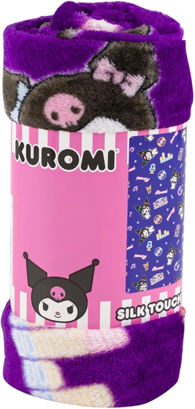 Kuromi & Friends Soft Silky Fleece Throw 40"x50" Kids Blanket “Neon Kuromi”